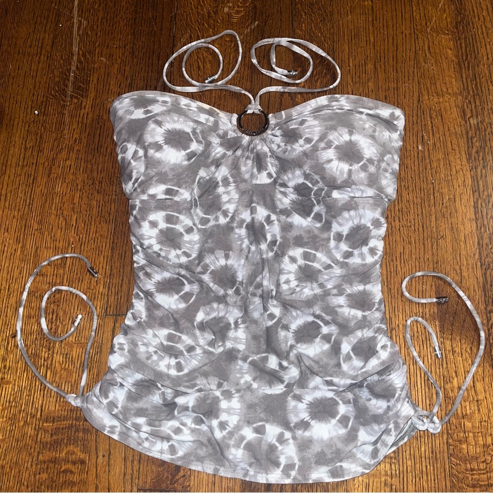 MICHAEL KORS — Gray Tie-Dye Y2k Bodysuit